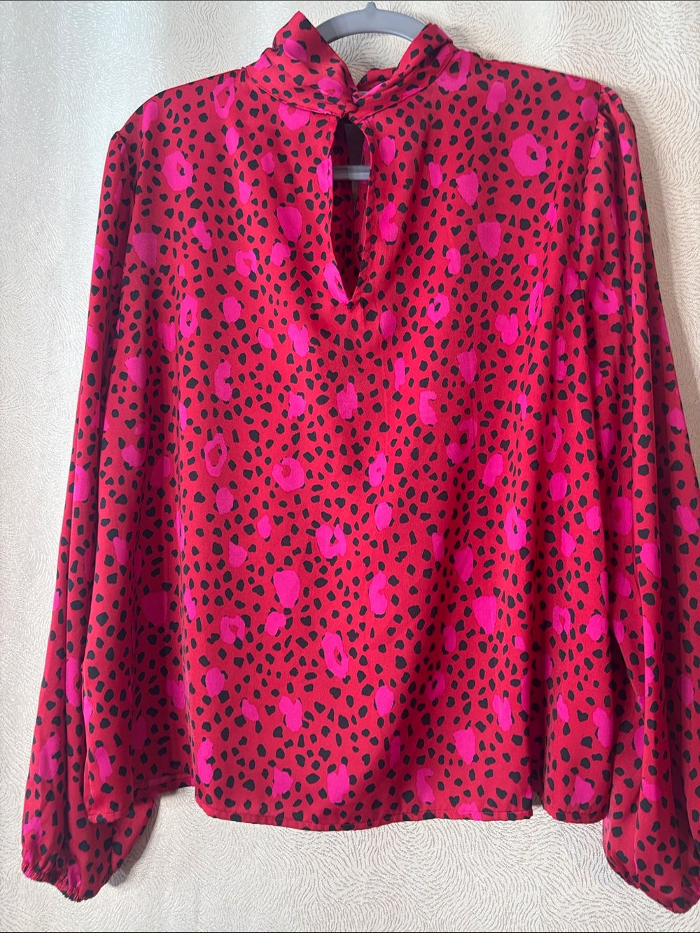 Nine West chic Pink and Red Animal Print Long Sleeve Blouse 0350 - Picture 6 of 10